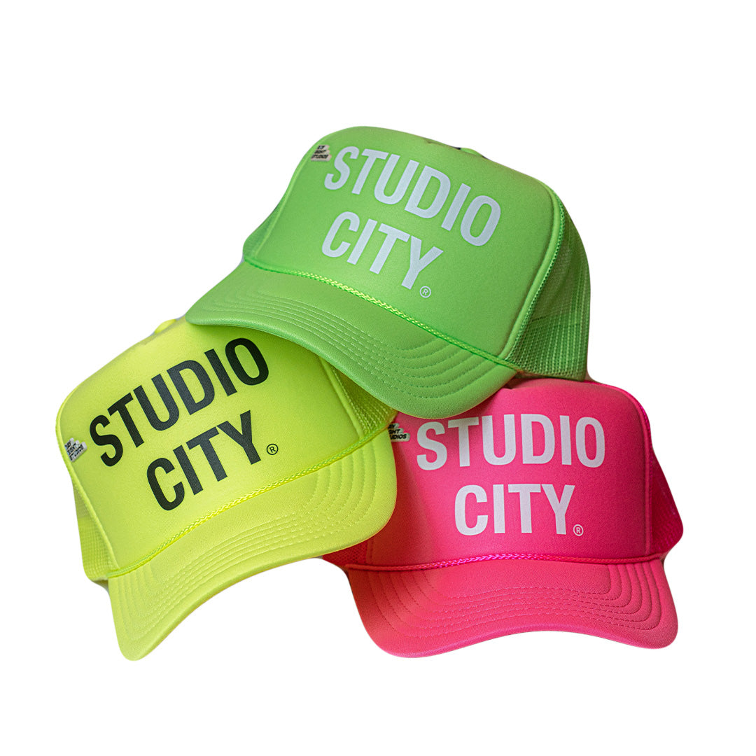 Neon Light Green Studio City Trucker Hat