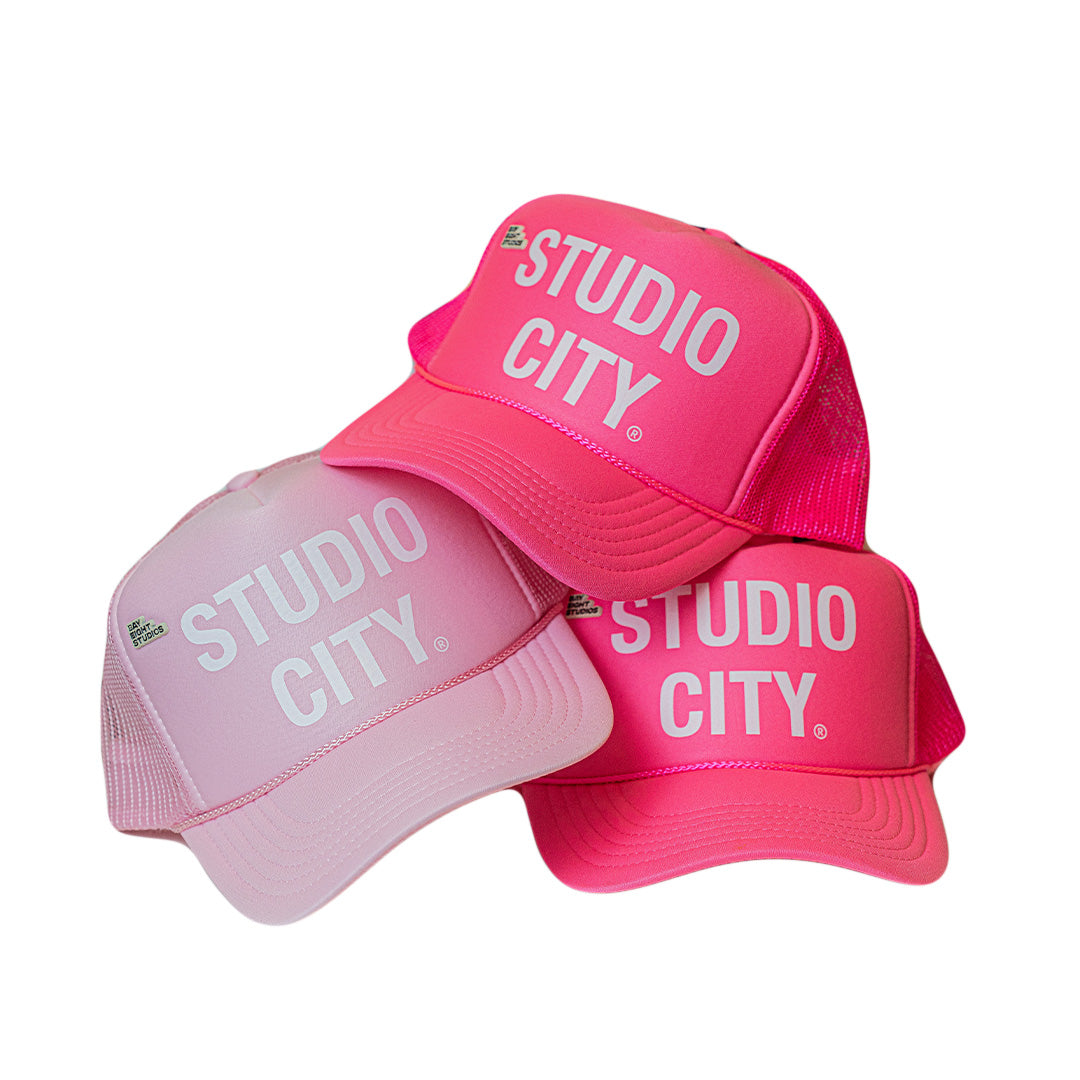 Neon Pink Studio City Trucker Hat