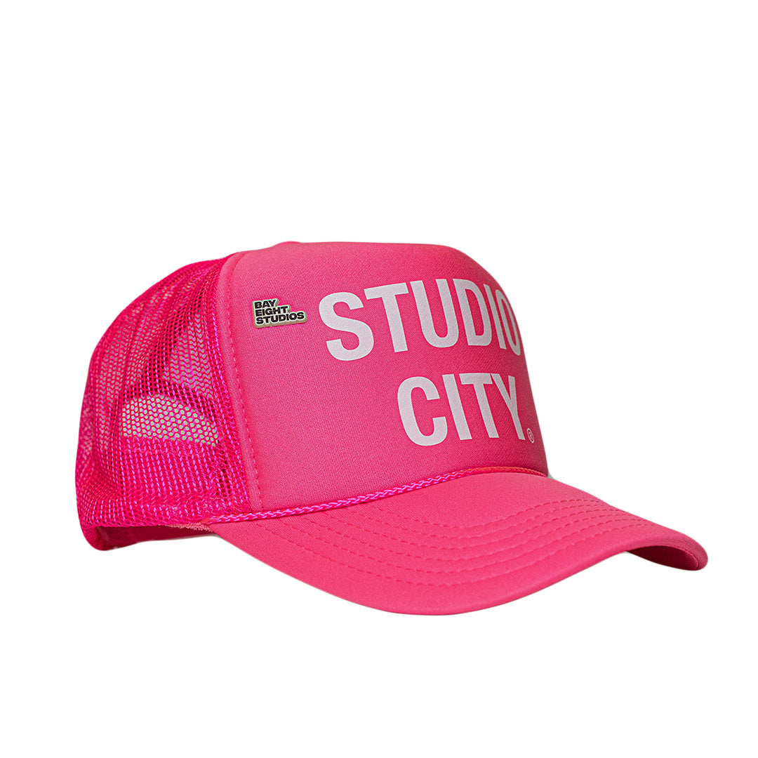 Neon Pink Studio City Trucker Hat