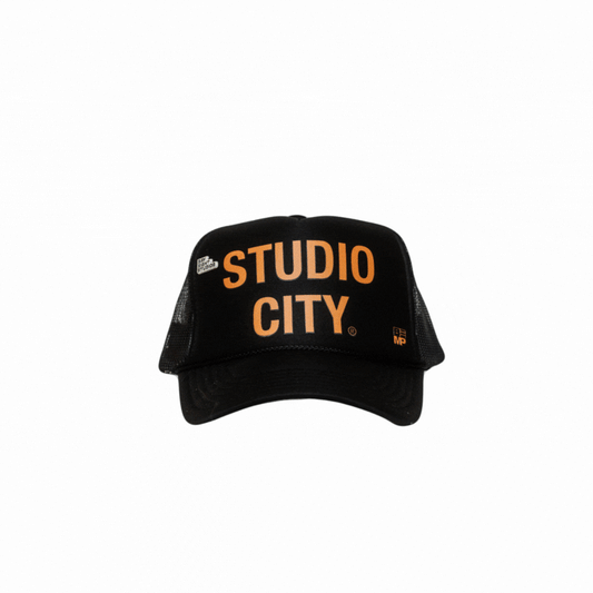 BE Music Black and Orange Studio City Trucker Hat