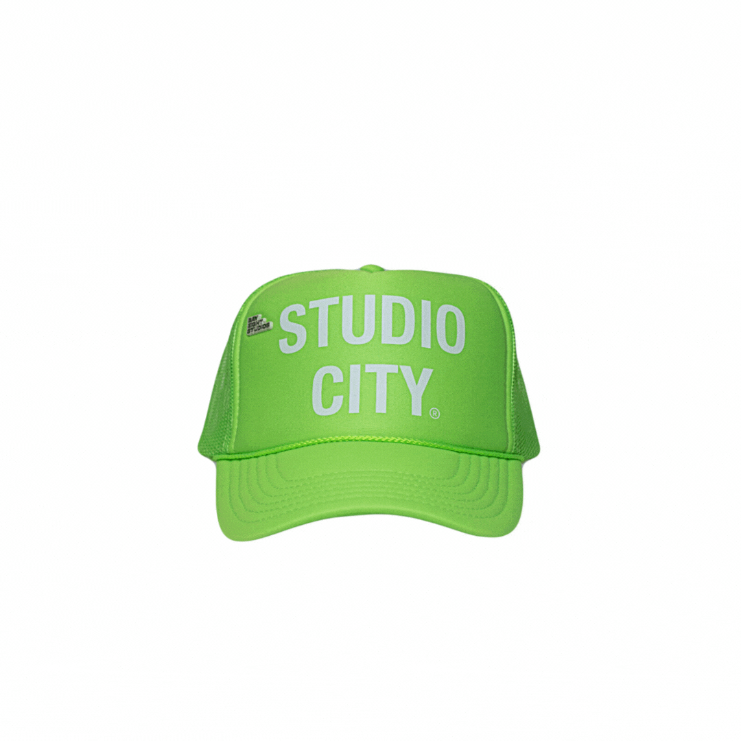 Neon Light Green Studio City Trucker Hat